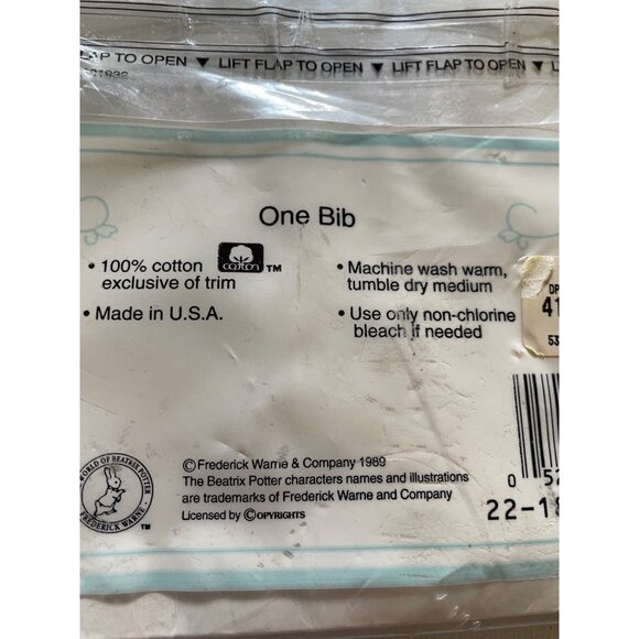 Peter Rabbit & Friends Layette Bib For Babies 100% Cotton Made In USA Embroidere - Picture 6 of 9